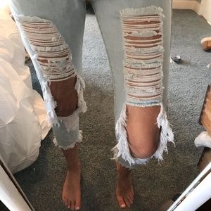 Light blue ripped jeans!